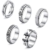 JeweBella 5 Stück Anxietyring Set für Damen Herren Edelstahl Zappel Band Ringe Dots Mondstern Blume Ring Set Größe 49-67 (60)