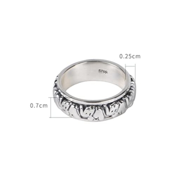 JOMYO Anxiety Ring, Anti Stress Ring, Vintage Drehbare Elefant Silber Ring, S925 Silber Ring, Herren Thai Silber Ring (Size : 26#) - 6