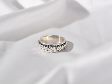JOMYO Anxiety Ring, Anti Stress Ring, Vintage Drehbare Elefant Silber Ring, S925 Silber Ring, Herren Thai Silber Ring (Size : 26#) - 7