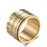 JOMYO Anxiety Ring, Anti Stress Ring, Zeitring Aus Titan-Stahl, Drehbarer Ring Mit Arabischen Ziffern, Herren- Und Damen-Accessoire-Armbandring (Farbe : Gold, Size : 8#) - 1