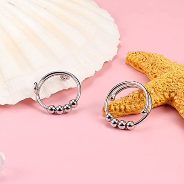 Milacolato 4Pcs Spinning Fidget Rings für Damen Herren Einstellbarer Anxiety mit Perlen Spinner Ringe Set