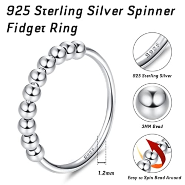 Milacolato Anxiety Spinning Ring mit Kugeln 925 Sterling Silber