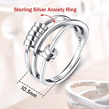 Milacolato 925 Sterling Silber Ring Damen Männer einstellbare ringe Zappeln Friedensringe für Spinner Ring Retro Verstellbare Bandringe