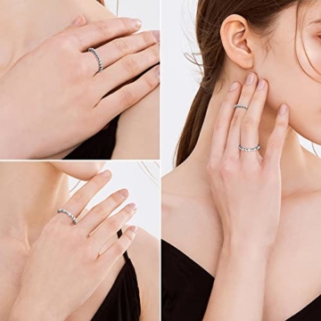 JeweBella Angst Ring Silber für Damen Mädchen Achtsamkeitsring mit Perlen Anti Stress Ring Silber Größe 49-62 - 5