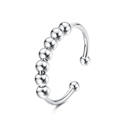 ORAZIO 925er Silberringe für Frauen Massiver Sterlingsilber Anxiety Thumb Fidget Ring Verstellbarer Spinner Ring für Angst Frauen Anti-Angst-Modering mit Perlenschmuck - 1