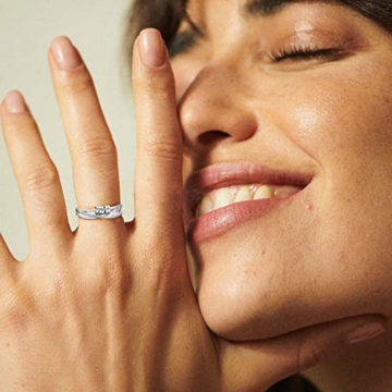 PABBEU Anxiety Ring Sterling Silber Fidget Ring mit kubischer Zirkon Einstellbar Anti Stress Ring Spinner Achtsamkeitsring für Damen Herren Tochter - 3