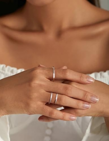 Adramata 3 Stück Anti-Stress Spinner Ring Set - Edelstahl Anxiety-Ringe für Frauen - Coole Fidget-Band in Silber - 5