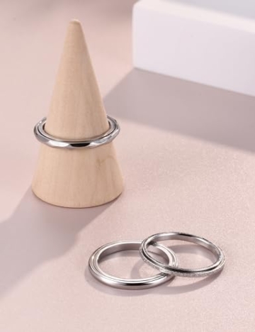 Adramata 3 Stück Anti-Stress Spinner Ring Set - Edelstahl Anxiety-Ringe für Frauen - Coole Fidget-Band in Silber - 8