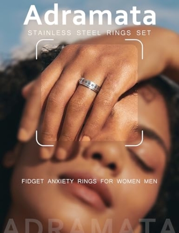 Adramata 8Pcs Fidget Ring für Damen Herren Edelstahl Ringe für Anti Stress Zapple Spinner Band Ringe Set Fidget Anxiety Ring Spinning Angst Ringe für Anti Stress - 4