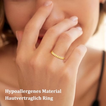 Ahokei Anxiety Ring Silber 925 Stress Ring 50-60MM Fidget Damen Damen Gold,Stressring Silber Ringe 925 Frauen Angstring Spinner Anxiety Ringe Gold Verstellbar Geschenk Für Frauen - 2