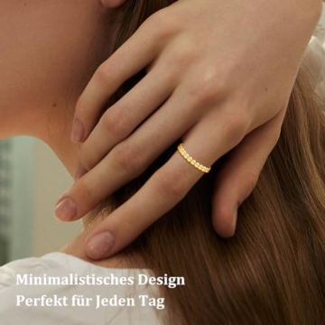 Ahokei Anxiety Ring Silber 925 Stress Ring 50-60MM Fidget Damen Damen Gold,Stressring Silber Ringe 925 Frauen Angstring Spinner Anxiety Ringe Gold Verstellbar Geschenk Für Frauen - 3