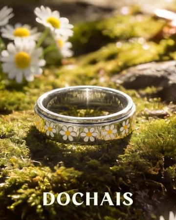 Dochais Anxiety Antistress Spinner Ringe Edelstahl Gold/Silber Gänseblümchen-Ring Damen Fidget Ring Band Modeschmuck Ringe für Damen Herren - 4