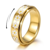 Dochais Anxiety Antistress Spinner Ringe Edelstahl Gold/Silber Gänseblümchen-Ring Damen Fidget Ring Band Modeschmuck Ringe für Damen Herren - 1