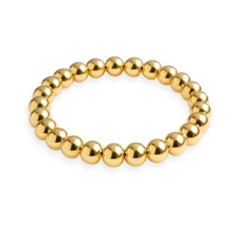 GD GOOD.designs Antistress Ring aus Edelstahl Perlen 3mm | Elastische Anxiety Rings in 18K Gold - Wasserfeste goldene Perlenringe Damen | Ringgröße 54-60 - 1