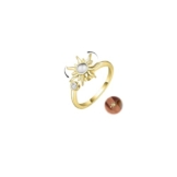 Maynor Anxiety Ring für Damen Frauen，Verstellbare Gold Zirkon Blumen Skills Ringe，Anti Stress Rings，Stress Spinner Fidget Ring gegen Angst–Geschenk für Frauen - 1