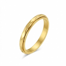 QZKJQDD Anti Stress Ring, Fidget Ring Damen, Rhombusstange Anxiety Ring, Edelstahl Anti-Angst Spinner Ringe Fidget Band für Damen Herren (Gold, Größe 54) - 1