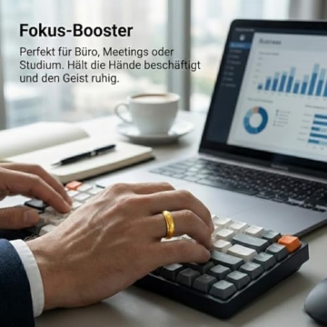 QZKJQDD Anti Stress Ring, Fidget Ring Damen, Rhombusstange Anxiety Ring, Edelstahl Anti-Angst Spinner Ringe Fidget Band für Damen Herren (Gold, Größe 54) - 6