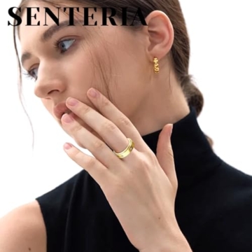 Senteria Gold Anti-Angst Anxiety Ring Damen Edelstah Fidget Ring für Anti Stress Spinner Anti Stress Ringe mit CZ - 2