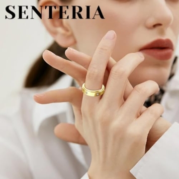 Senteria Gold Anti-Angst Anxiety Ring Damen Edelstah Fidget Ring für Anti Stress Spinner Anti Stress Ringe mit CZ - 5